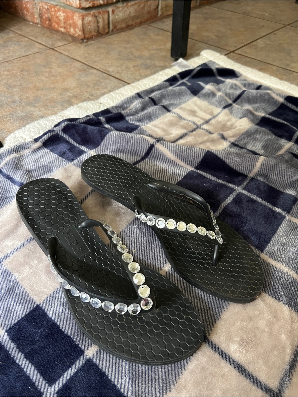 Black Jeweled Women's Flip Flop Sandals
